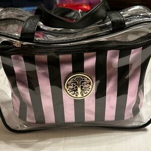Imoshion Classic 2 Vegan Cosmetic Travel Bag Tote Clear/Black & Pink/black Bag